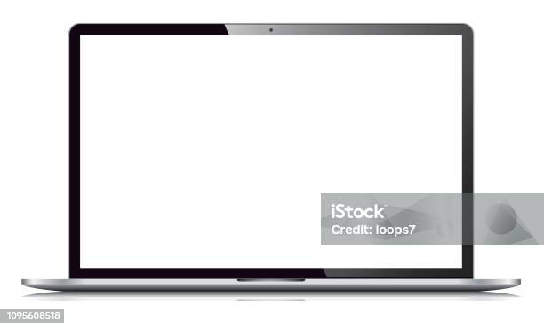 Laptop Isolated On White Background Stock Illustration - Download Image Now - Laptop, Template, Computer