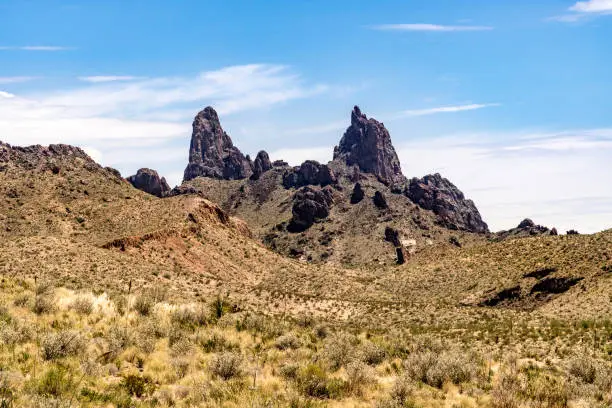 Wide Angle Shot of the iconic Mules Ear Peak Overlook in Big Bend National Park