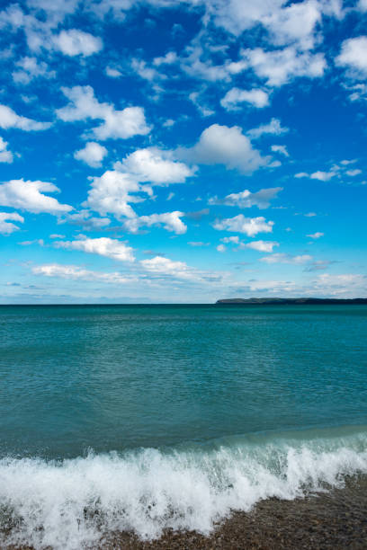 margem de lago michigan na península de leelanau - leelanau peninsula - fotografias e filmes do acervo