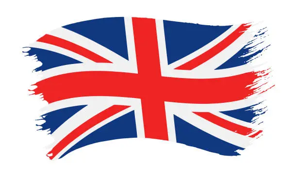 Vector illustration of Brushstroke painted flag of United Kingdom