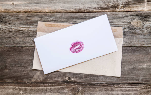 Love letter valentine's day gift on wooden table