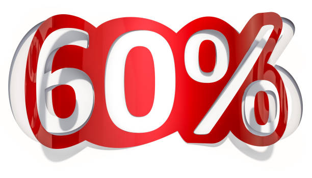 istock Discount concept, 60% inscription cut from paper, 3D rendering 1095614946