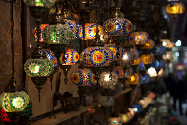 istock Istanbul bazaar in colored lamps 1095615576