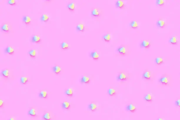 Photo of Pink repeating background with hearts in trendy colors. Seamless pattern.