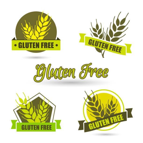 글루텐 무료 레이블 벡터입니다. 편협 원 배지 흰색 절연입니다. - gluten gluten free stock illustrations