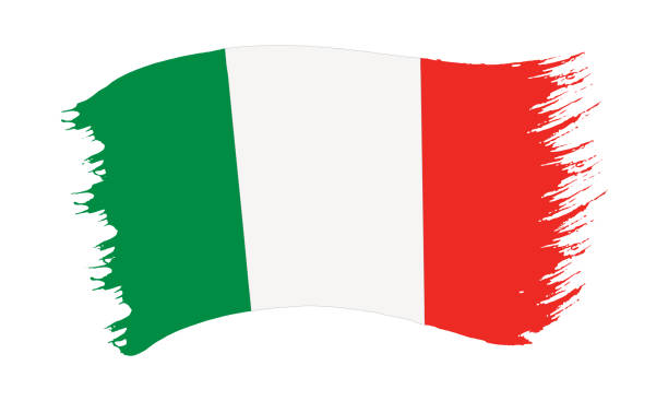 Brushstroke painted flag of Italy Vector illustration of brushstroke painted national flag of Italy isolated on white background italy flag drawing stock illustrations