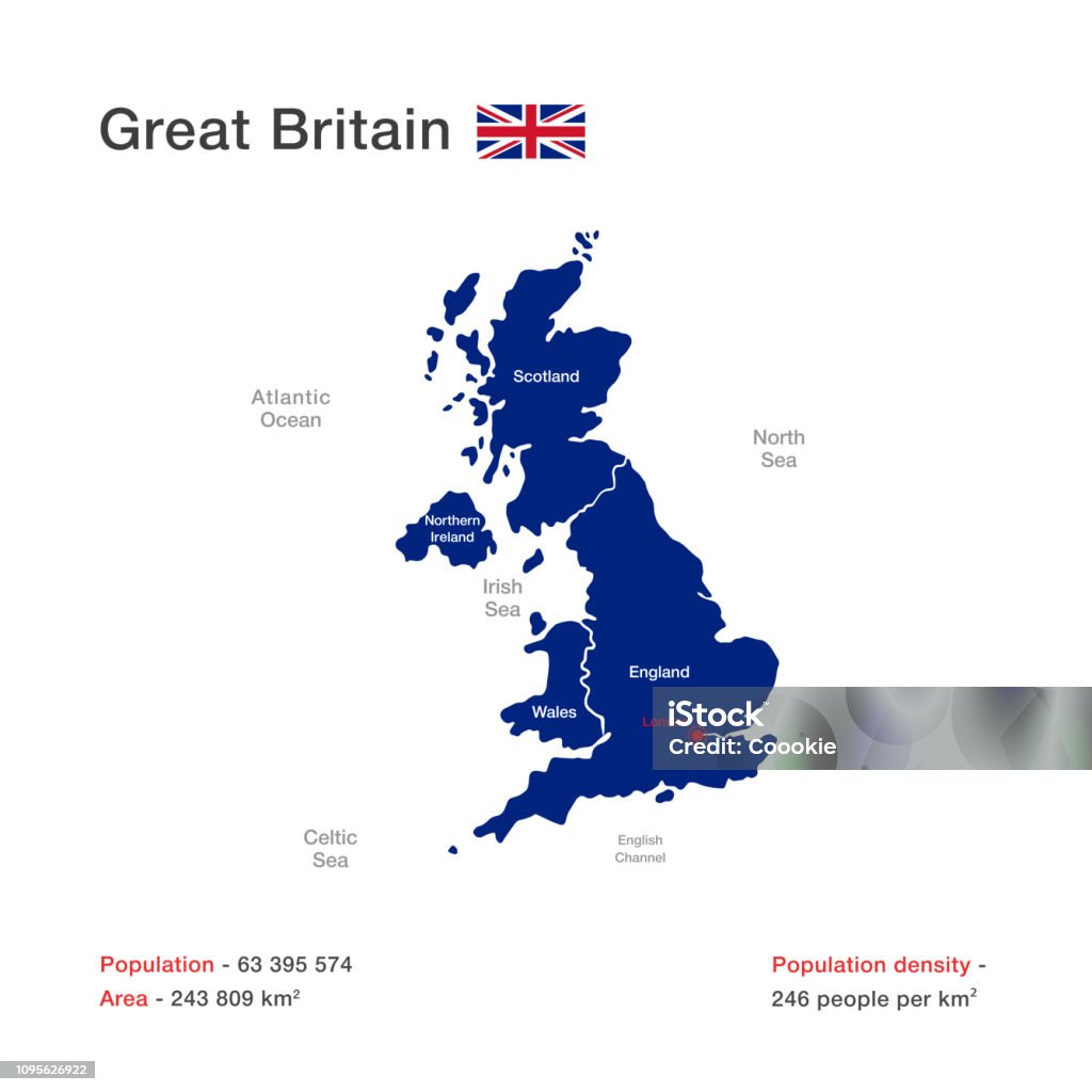 Great Britain Vector map of Great Britain. Scotland, England, Wales, Northern Ireland and London. Archipelago stock vector