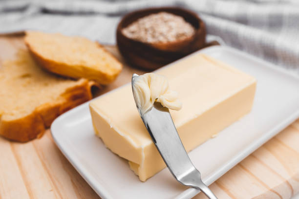 istock Bread with butter and oatmeal on the table 1095629518