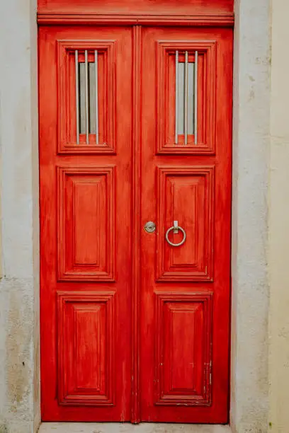Detail of portuguese architecture in Lisbon: Old tradition colorful house door in Lissabon, Lisboa Portugal.