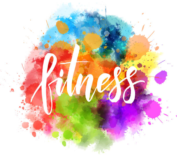 istock Fitness calligraphy on watercolor splash 1095630060