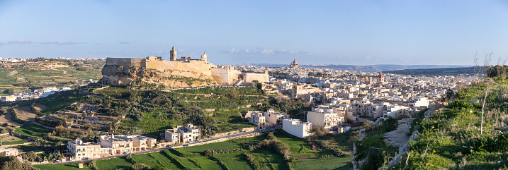 Panoramic view on Citadel Gozo and town