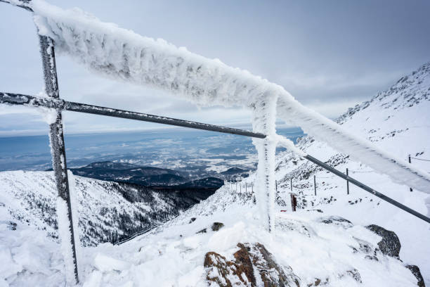 istock Barrier covered with frozen snow 1095647334