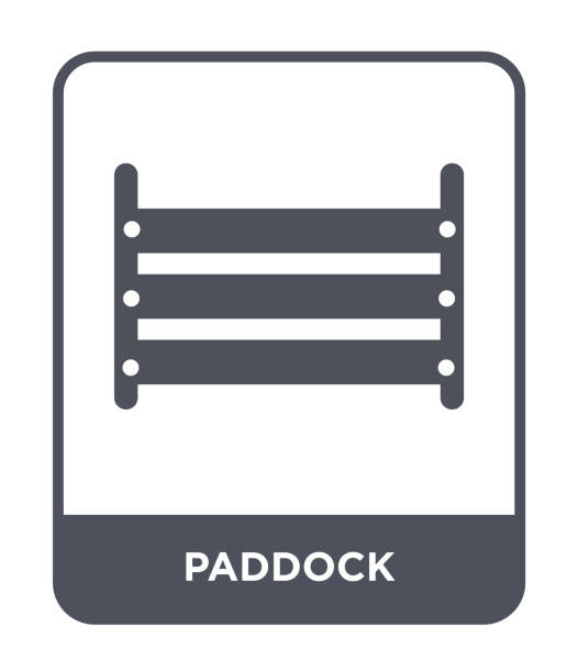 ilustraciones, imágenes clip art, dibujos animados e iconos de stock de vector icono de paddock sobre fondo blanco, moda paddock lleno de iconos de colección del desierto - paddock