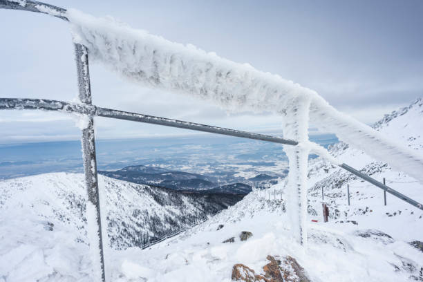 istock Barrier covered with frozen snow 1095647648