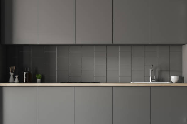 istock Gray countertops in tiled kitchen 1095648118