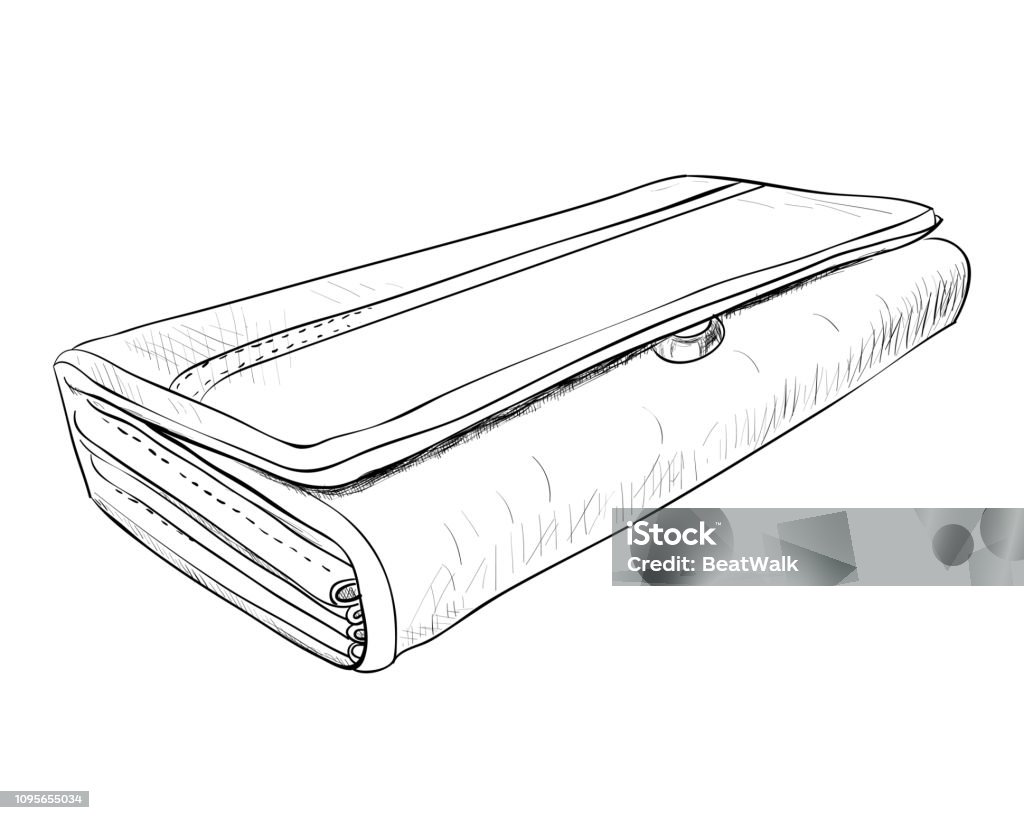Vector sketch of wallet. Vector sketch of wallet. Hand drawn illustration. Leather stock vector