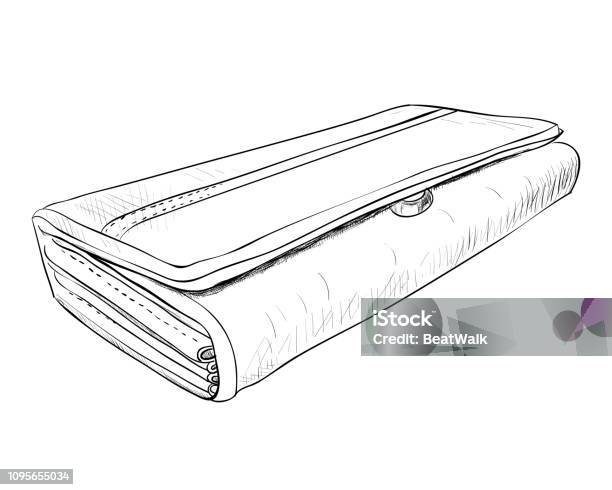 Vector Sketch Of Wallet Stock Illustration - Download Image Now - Leather, Sketch, Wallet