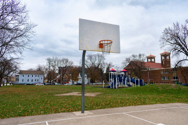 Basketball Hoop in a Midwestern Park on a Cold Day