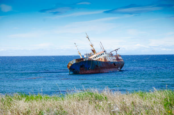 This shipwreckage is a tourist attraction on the Strait of Magellan, just South of Punta Arenas, in Chile. There are many of them along the Magellan's coast.