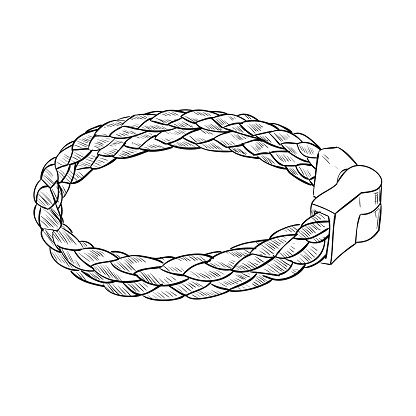 Vector sketch of leather bracelet. Hand drawn illustration.
