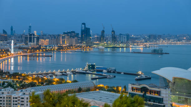 istock Spectacular twilight view of Baku's bay 1095664942