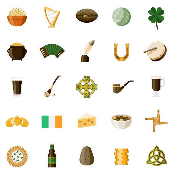 ilustrações de stock, clip art, desenhos animados e ícones de ireland icon sets - celtic cross celtic culture triquetra cross shape