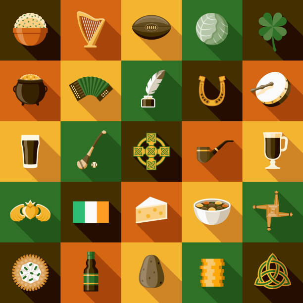 ilustraciones, imágenes clip art, dibujos animados e iconos de stock de irlanda icono sistemas - triquetra