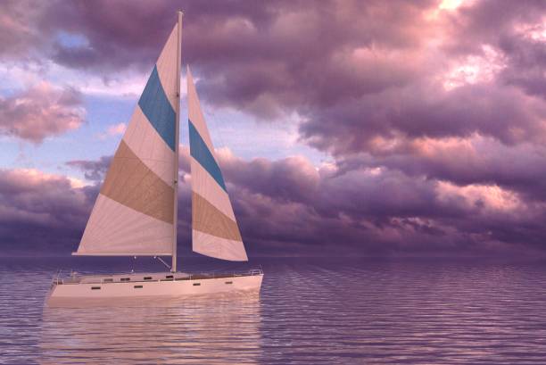 istock Sailing on sea and sunset 3d illustration 1095682052
