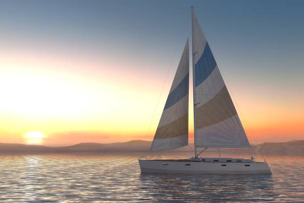 istock Sailing on sea and sunset 3d illustration 1095682094