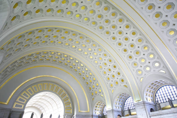 union station washington dc inside ceiling usa - ribbed vaulting imagens e fotografias de stock