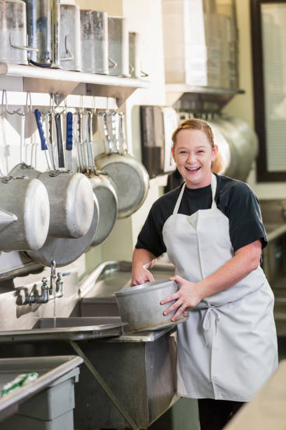 istock Woman working in commercial kitchen 1095689448