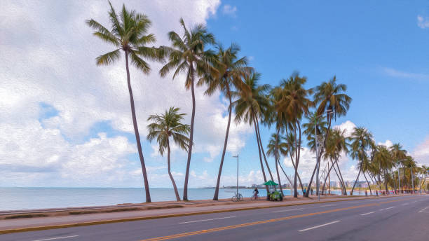istock Ponta Negra beach in painting effect 1095700376