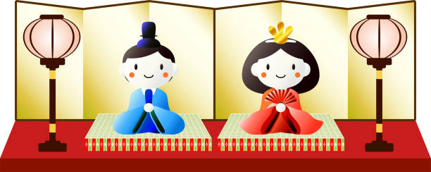 istock Gorgeous Gradation Japanese cute Hina dolls 1095713218
