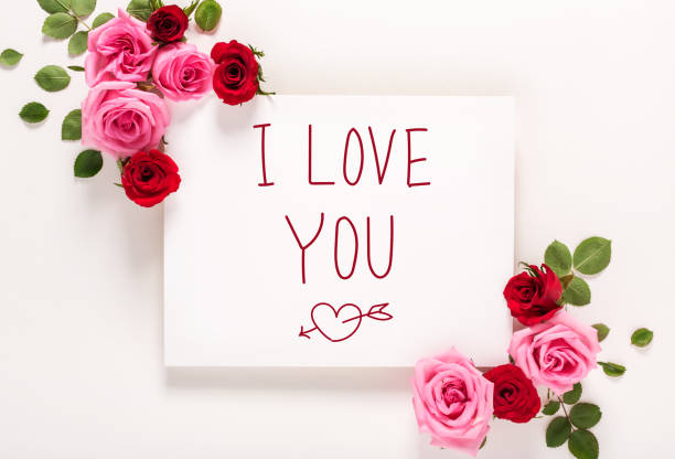istock I Love You message with roses and leaves 1095718632