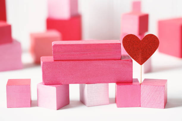istock Pink and red blocks with hearts 1095718648