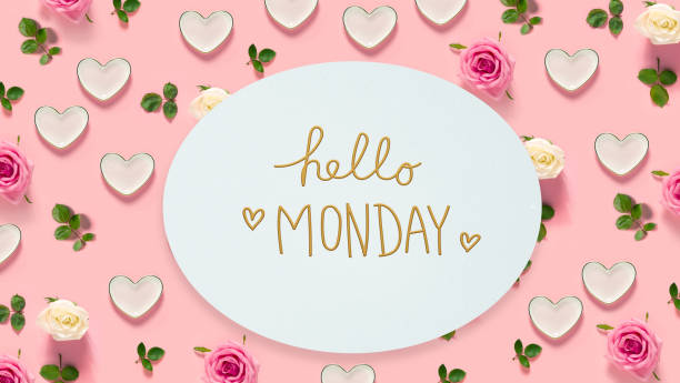 istock Hello Monday message with roses and hearts 1095718696