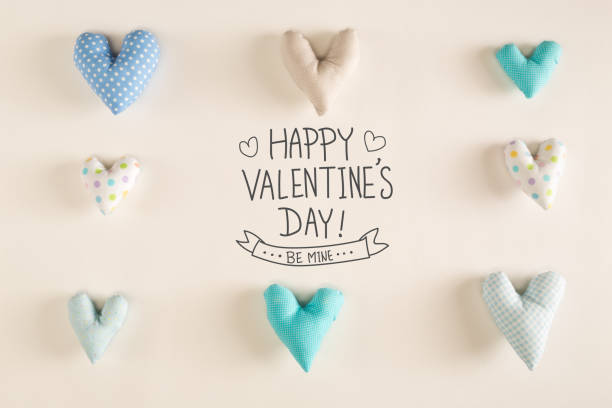 istock Valentine's Day message with blue heart cushions 1095719002
