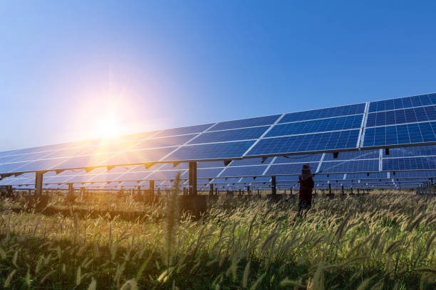 istock Solar panel, alternative electricity source - concept of sustainable resources, And this is a new system that can generate electricity more than the original, This's the sun tracking systems 1095733192