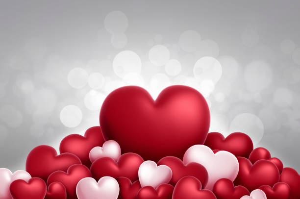 3d rendering valentines day hearts  in  background. stock photo