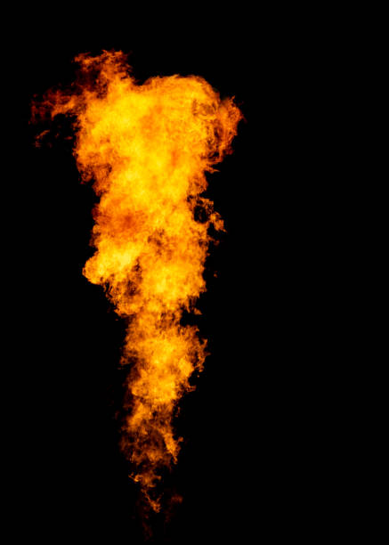 Large Fire Isolated On Black Background