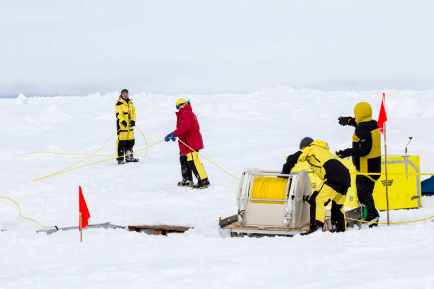 ROV camp of a polar research expedition stock photo
