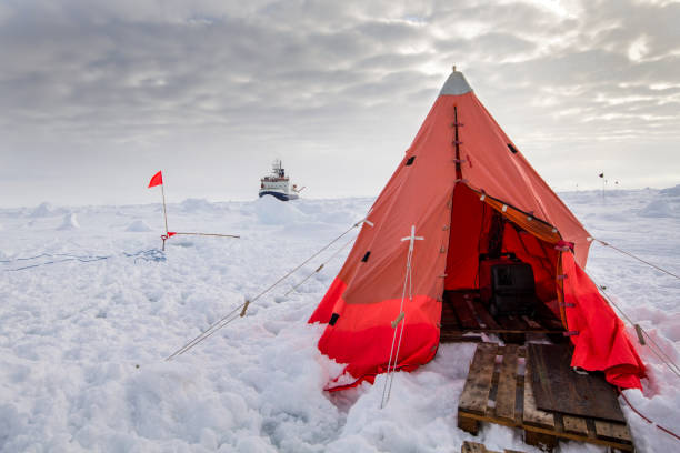 Polar research ice camp stock photo