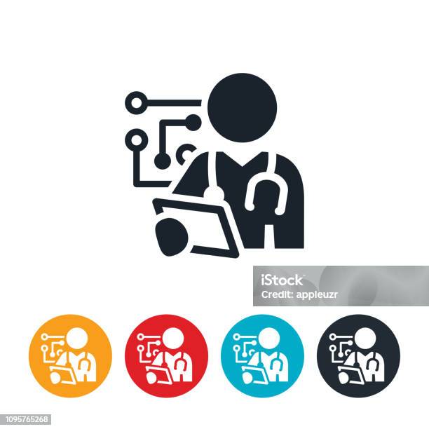 Artificial Intelligence In Health Care Icon Stock Illustration - Download Image Now - Icon Symbol, Electronic Medical Record, Doctor
