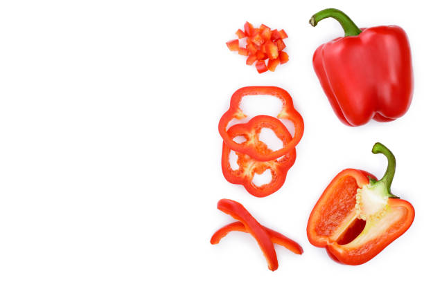 istock red sweet bell pepper isolated on white background with copy space for your text. Top view. Flat lay 1095773462