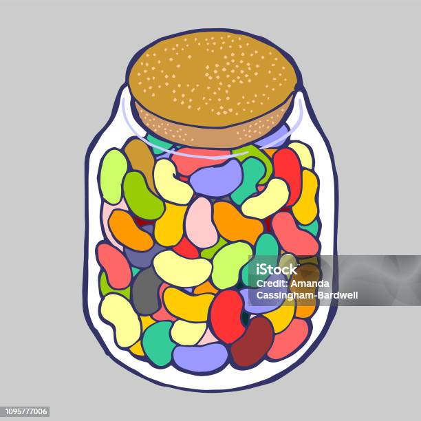 Jellybean Jar Stock Illustration - Download Image Now - Jellybean, Jar, Abundance