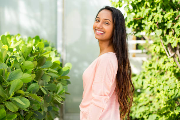 istock Young beautiful hispanic woman smiling. 1095777752