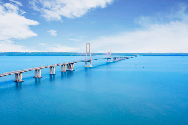 Beautiful Suramadu bridge under blue sky