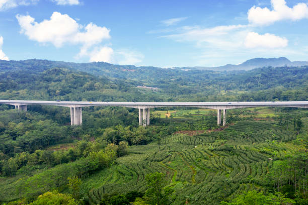 istock Salatiga toll road bridge under blue sky 1095789576