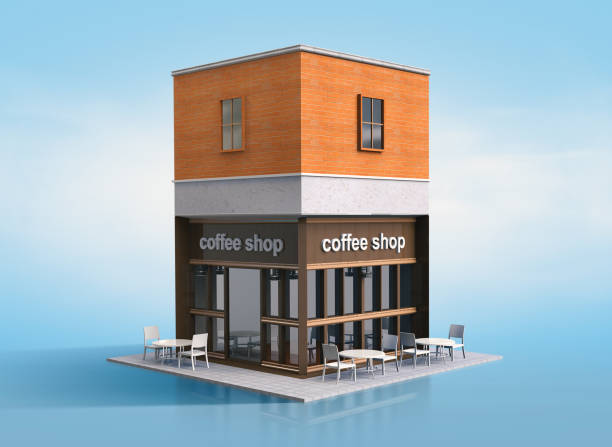 3d illustration of coffee shop building stock photo