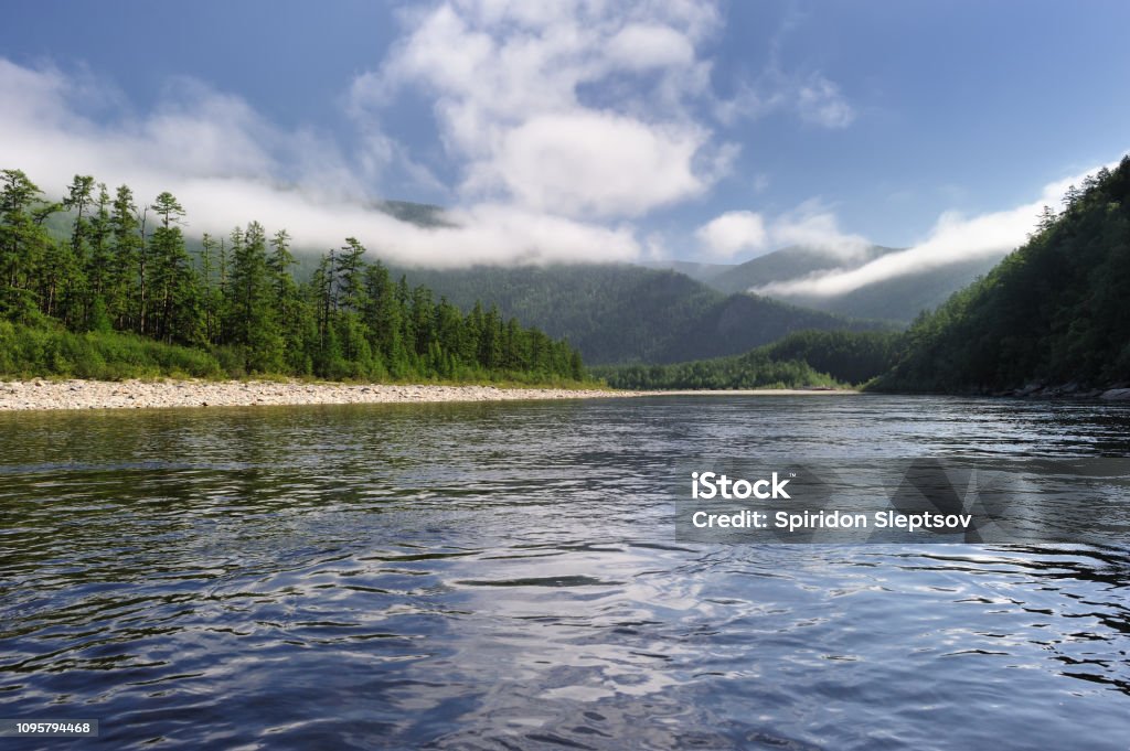 Maya river tributary of the Uda river. North of Khabarovsk Territory. Far East Russia. Backgrounds Stock Photo